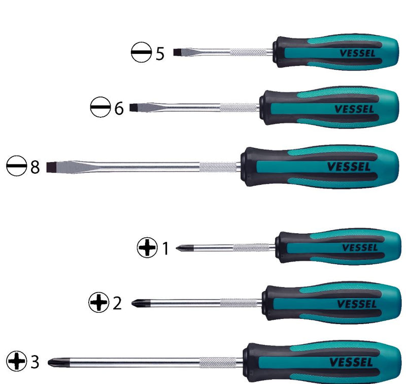 Vessel JIS Megadora Screwdriver Set 6pc