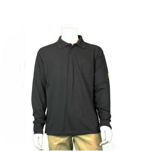 Esd Polo Shirt, Black, Long Sleeve, Men's Lge