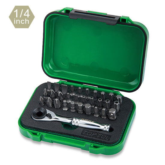Toptul 31pcs 1/4" Hex Drive Mini Ratchet Bit Set