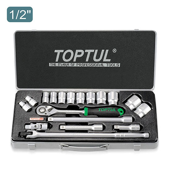 Toptul 18pcs 1/2" Drive Metric Socket Set