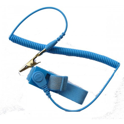 Ucstat Wrist Strap, Adj, Econ, Light Blue 4mm Stud, 1.8m
