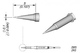 JBC Nano Solder Tip Conical 0.1mm Dia C115101