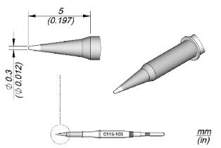 JBC Nano Solder Tip Conical 0.3mm Dia C115103