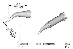 JBC Nano Solder Tip Conical Bent 0.3mm Dia C115105