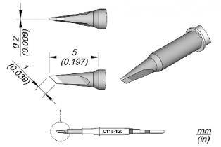 JBC Soldering Tip Cartridge, Knife 1 x 0.2