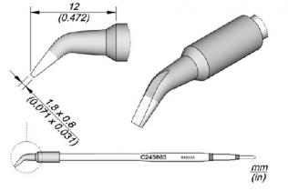 JBC Soldering Tip Cartridge Chisel Bent 1.58 x 0.8L