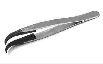 Sipel Tweeezers Quick Change, Black Esd Safe, Curved Fine Tip, 0.6mm, 110mm