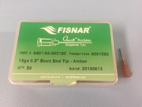 Fisnar Quantx Straight Dispensing Tip, METAL/Amber, 15 Gauge, 12.7mm, Pack of 50