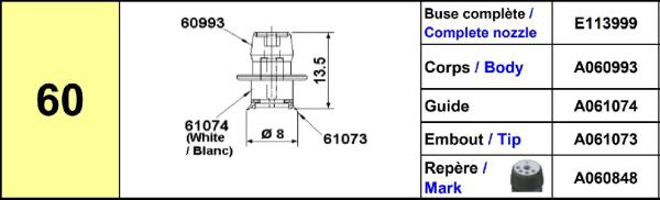 Europlacer Disc For Nozzle Code No.60