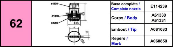 Europlacer Disc For Nozzle Code No.62