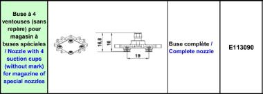 Europlacer Nozzle with 4 Suction Cups (without mark) for Magazine of Special Nozzles Complete