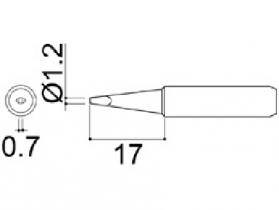 Hakko 900M Series Solder Tip, Shape 1.2D