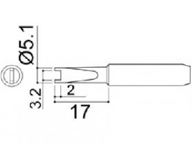 Hakko 900M Series Solder Tip, Shape R