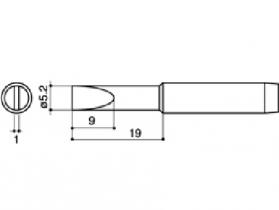 Hakko 900M Series Solder Tip, Shape 5.2D