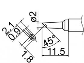 Hakko T12 Series Solder Tip, Shape 2BC Bevel with