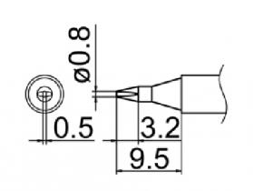 Hakko T12 Series Solder Tip, Shape 0.8D