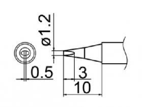 Hakko T12 Series Solder Tip, Shape 1.2D