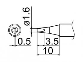 Hakko T12 Series Solder Tip, Shape 1.6D