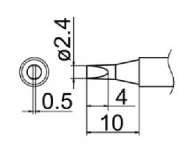 Hakko T12 Series Solder Tip, Shape 2.4D