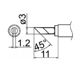 Hakko T12 Series Solder Tip, Shape KU