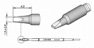 JBC Soldering Tip Cartridge, Chisel 1.3mm x 0.6mm