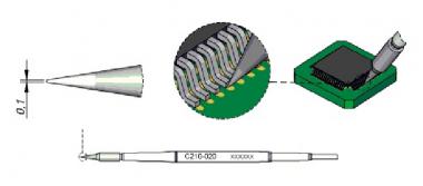 JBC Soldering Tip Cartridge, Conical 0.1mm