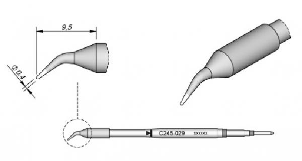 JBC Soldering Tip Cartridge Bent 0.4mm