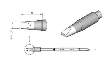 JBC Soldering Tip Cartridge Chisel 3.2mm x 1.2mm