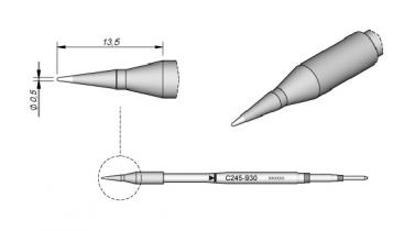 JBC Soldering Tip Cartridge Conical 0.5mm