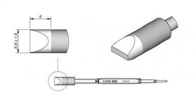 JBC Soldering Tip Cartridge, Chisel 6.6mm x 1.8mm