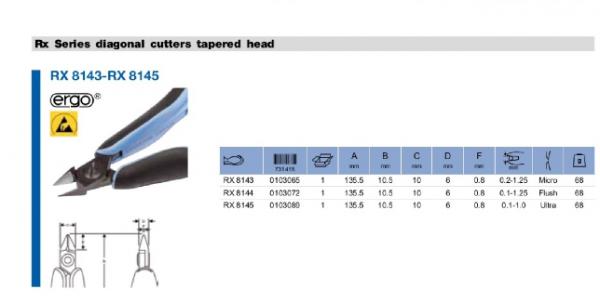 Lindstrom RX Series Side Cutter, Small Tapered - Micro