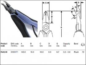 RX Series 45ø Angled Cutters, Long Tapered - Flush