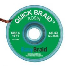 EasyBraid ROSIN (Quick Braid) Solder Wick, A/S, 2mm, #3, Green, 10ft Roll