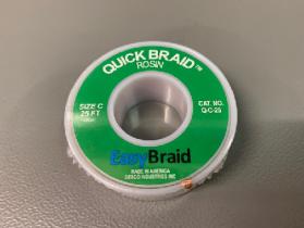 EasyBraid ROSIN (Quick Braid) Solder Wick, 2mm, #3, Green, 25ft Roll