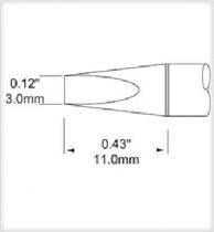 Metcal Solder Tip, Chisel,1mm, 30 Deg, 3mm x 11mm