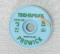 TechSpray Pro Solder Wick ROSIN Based #3, 2mm, Green, 10ft Roll