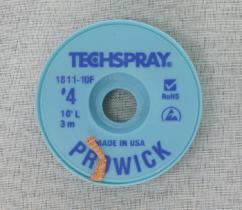 TechSpray Pro Solder Wick ROSIN Based, 2.5mm, #4 Blue, 10ft Roll