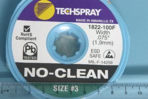 TechSpray NO-CLEAN Solder Wick A/S 2mm #3 Green, 30m