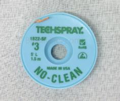 TechSpray NO-CLEAN Solder Wick A/S 2mm, #3, Green, 5ft