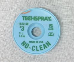 TechSpray NO-CLEAN Solder Wick A/S 2mm, #3, Green, 5ft
