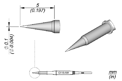 JBC Nano Solder Tip Conical 0.1mm Dia C115101