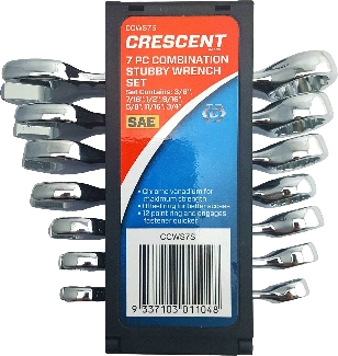 Crescent Stubby Wrench Set 7pc SAE Non Ratchet