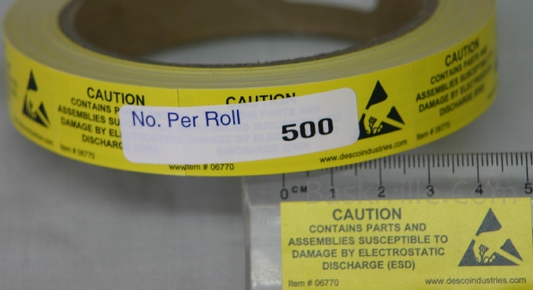 Label, Equipment Containing ESDS, 19mm x 51, 500 Roll