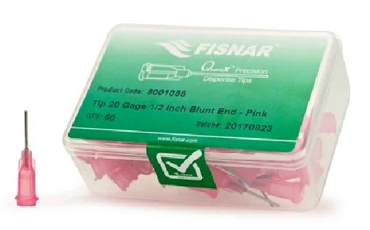 Fisnar Quantx Dispensing Tip, Pink/METAL, Straight, 20 Gauge, 12.7mm, Pack of 50