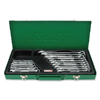 Toptul 16PCS 15° Offset Hi-Performance Combination Wrench Set - METRIC