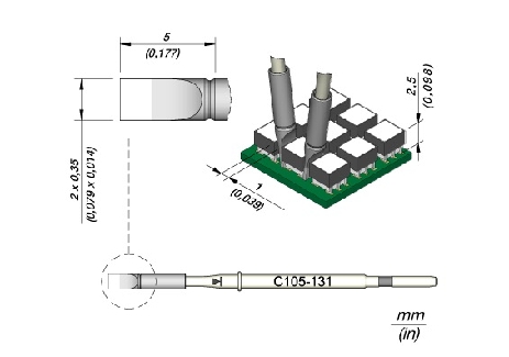JBC Nano Soldering Tip Chisel 2 x 0.35mm