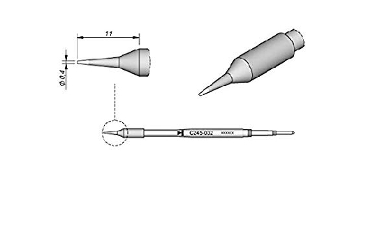 JBC Soldering Tip Cartridge Conical, 0.4mm