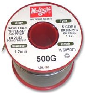 Multicore, 362, Sav 1, 5C, 0.71mm, Solder Wire, 500g